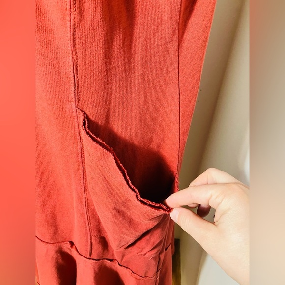 Anthropology Saturday Sunday Midi Dress Sz M Burnt Orange Pockets Cotton Beach - Picture 2 of 9